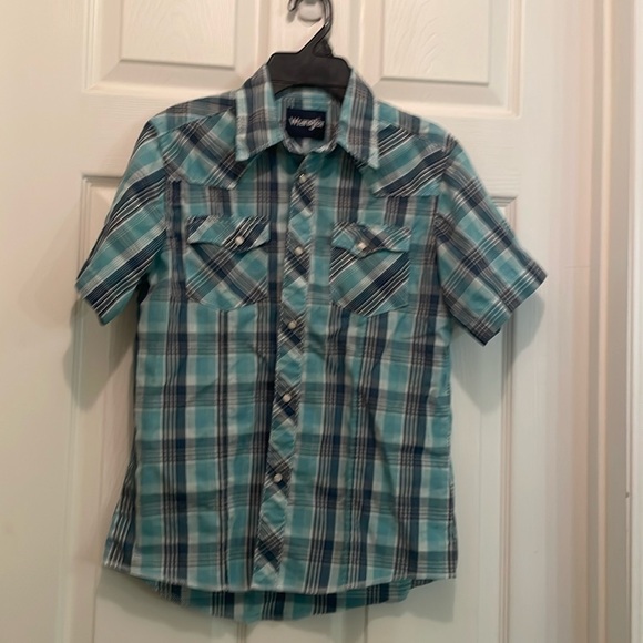 Wrangler short sleeve pearl snap youth large long - Picture 1 of 3